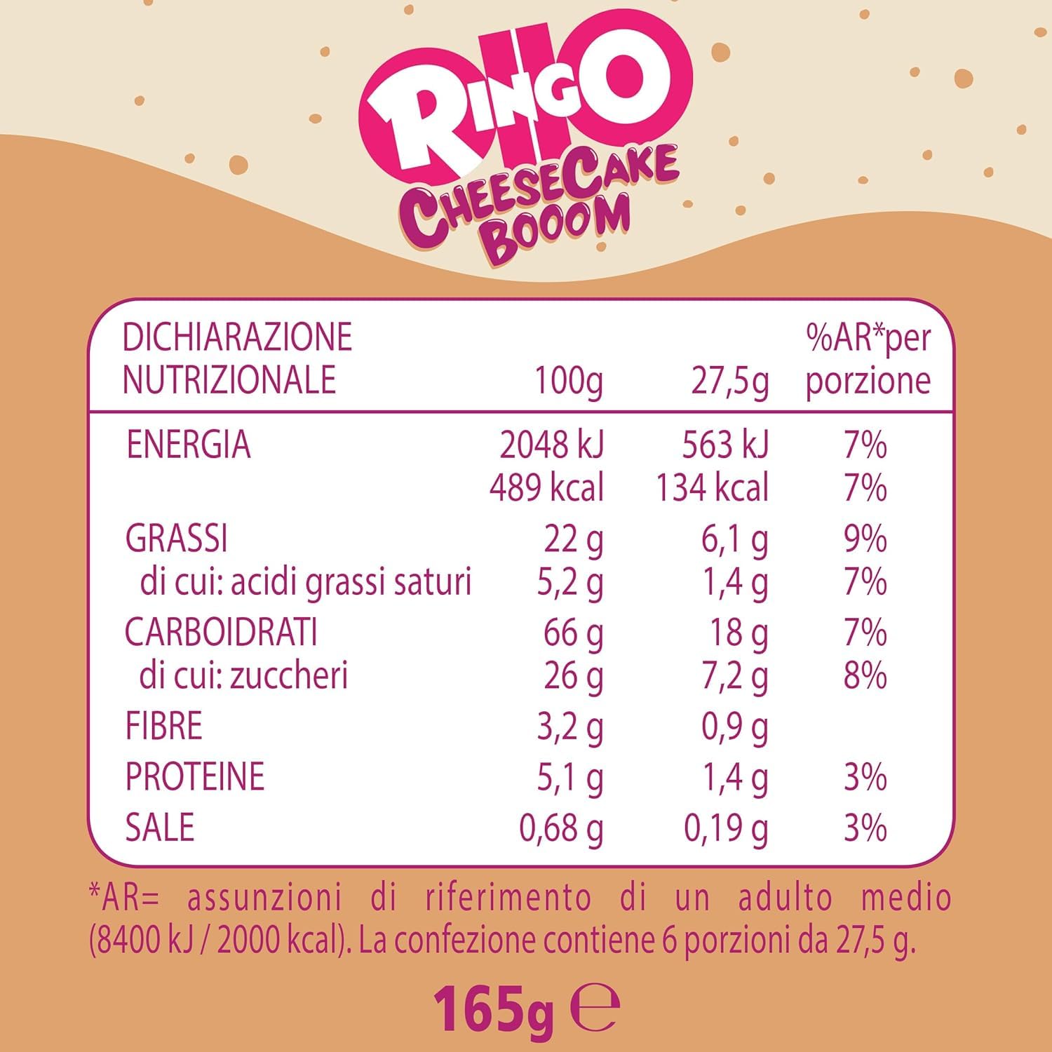 Pavesi Snack Ringo Cheesecake Booom, Biscotti Farciti con Crema Dolce al Formaggio e Biscotti ai Frutti di Bosco e Malto d'Orzo, Snack per Merenda o Pausa Studio, Espositore da 42 Monoporzioni