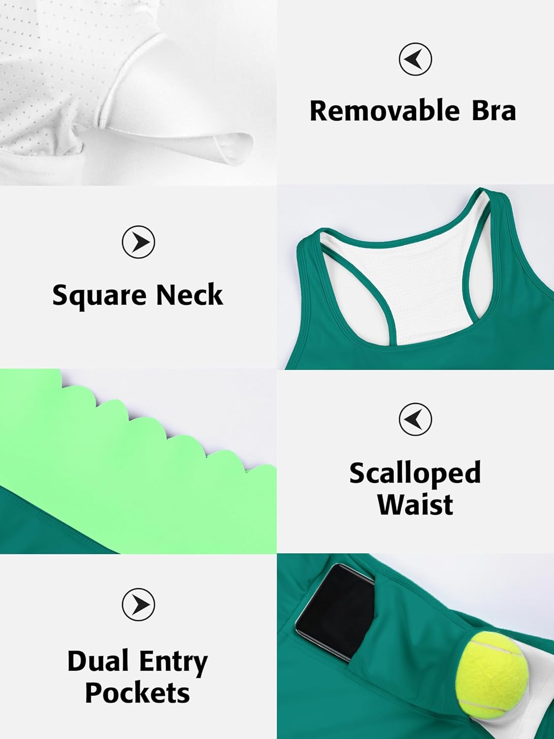 ATTRACO Tennis Outfits for Women Racerback Golf Dress Athletic Workout Dress - Image 6