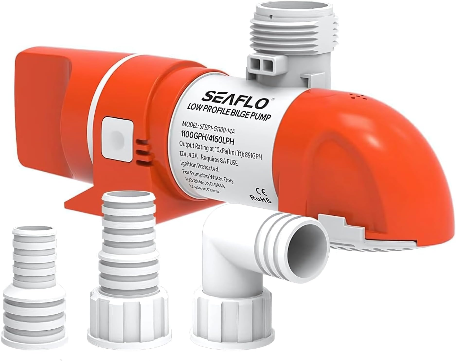 SEAFLO 14A Series Narrow Low Profile Water Level Sensing Automatic Bilge Pump (1100 GPH, 12V)
