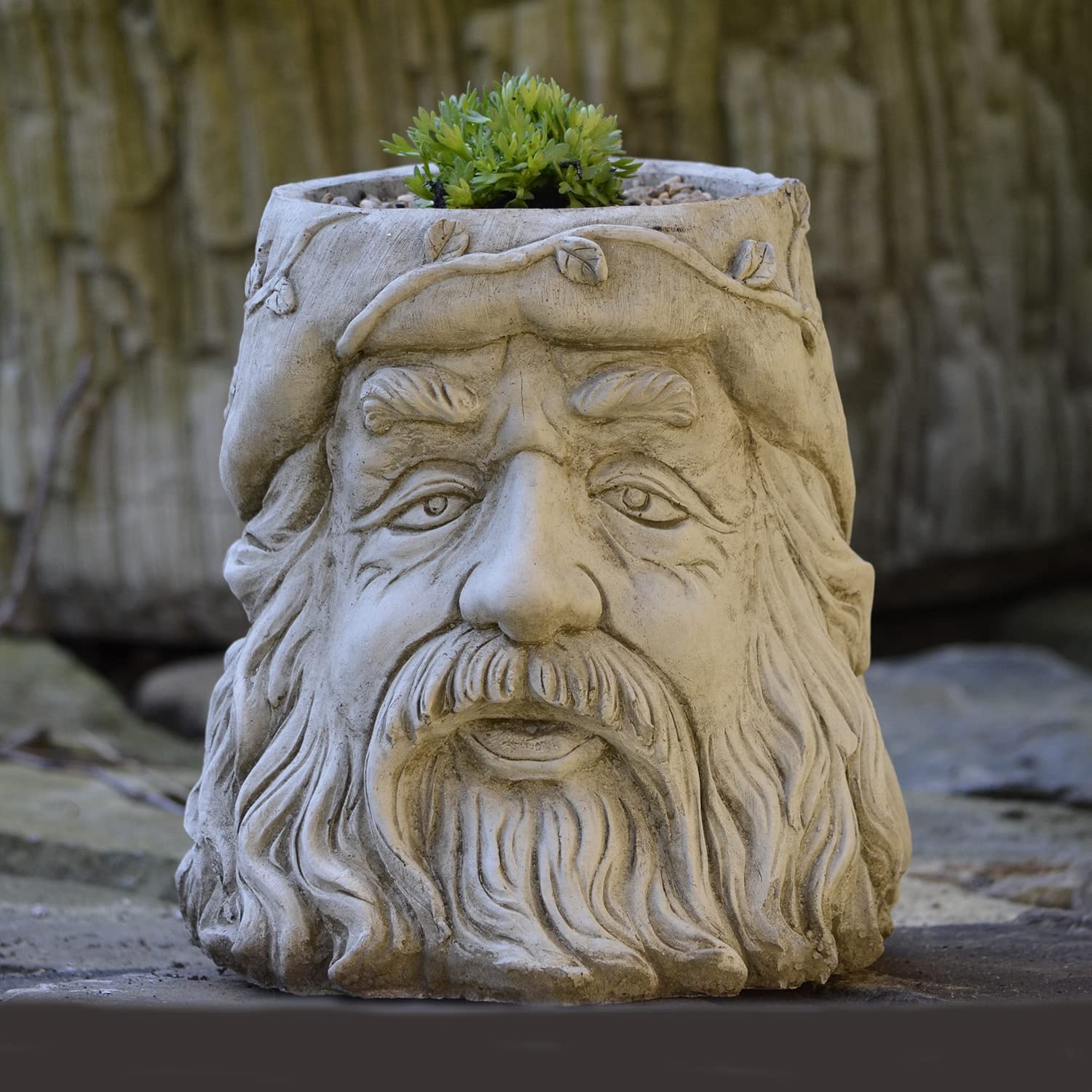 ONEFOLD - Wizard Stone Garden Flower Pot Planter | Stone Garden Ornament Ornaments | Realistic Design |Detailed Outdoor Sculpture 15 KG