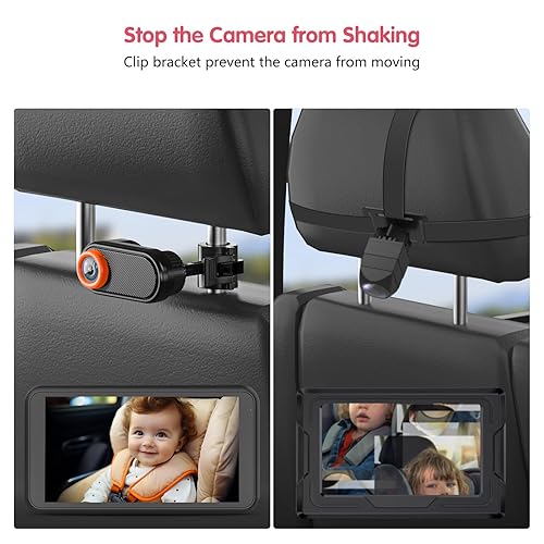 Miniatura 4 de BM3 - Cámara de coche para bebé, 5.2 pulgadas, 1080P con grabación de video y tarjeta TF, cámara de asiento trasero con zoom 3X, rotación de 360,