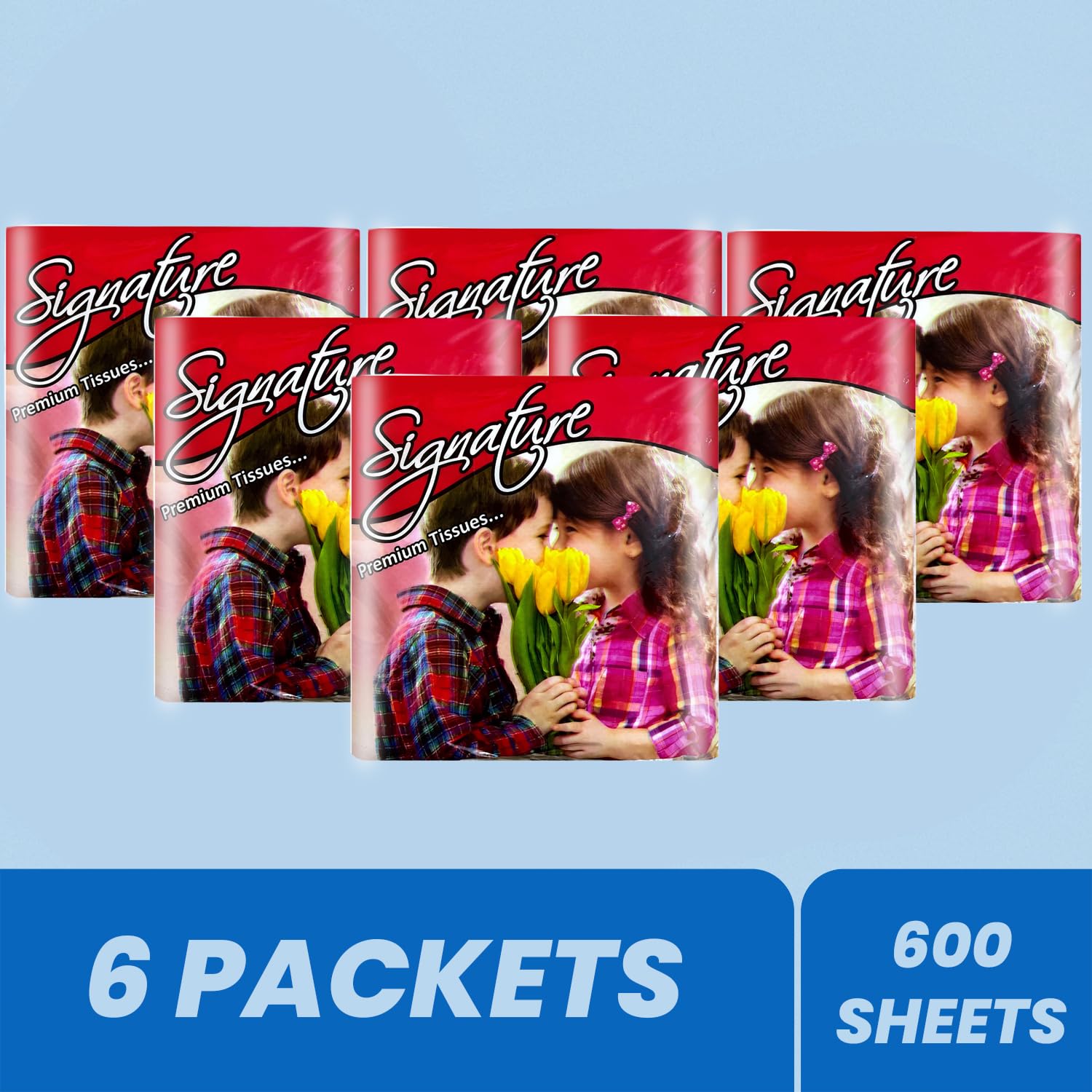1 Ply Tissue Paper Napkins - Pack of 6 (100 Pulls Per Pack, 600 Sheets) | Soft & Highly Absorbent Paper Towels, Eco-Friendly, Ideal for Commercial, Home Use, Offices, Kitchens