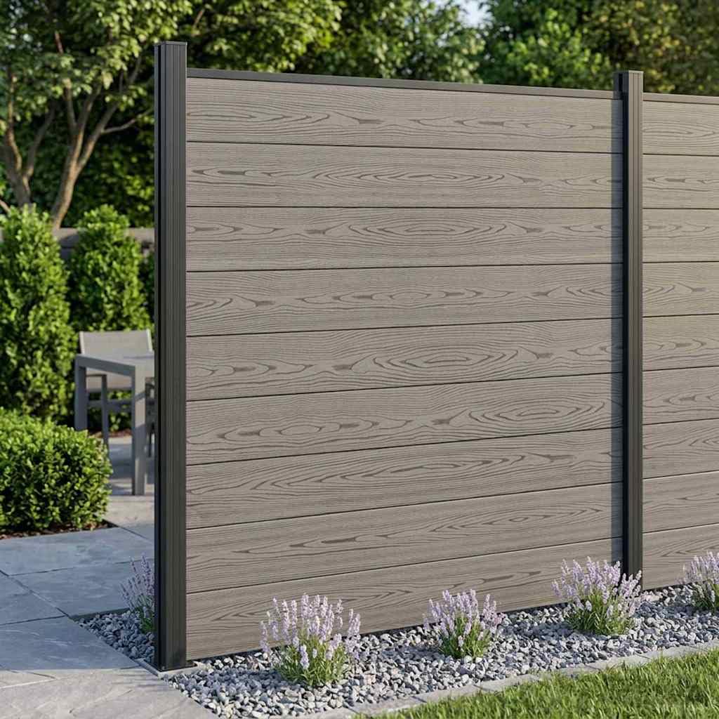 Set di 5 recinzioni, 872 x 186 cm, in WPC, alluminio, grigio, modulare, protezione dagli sguardi indiscreti, protezione dal vento, per balconi, terrazze