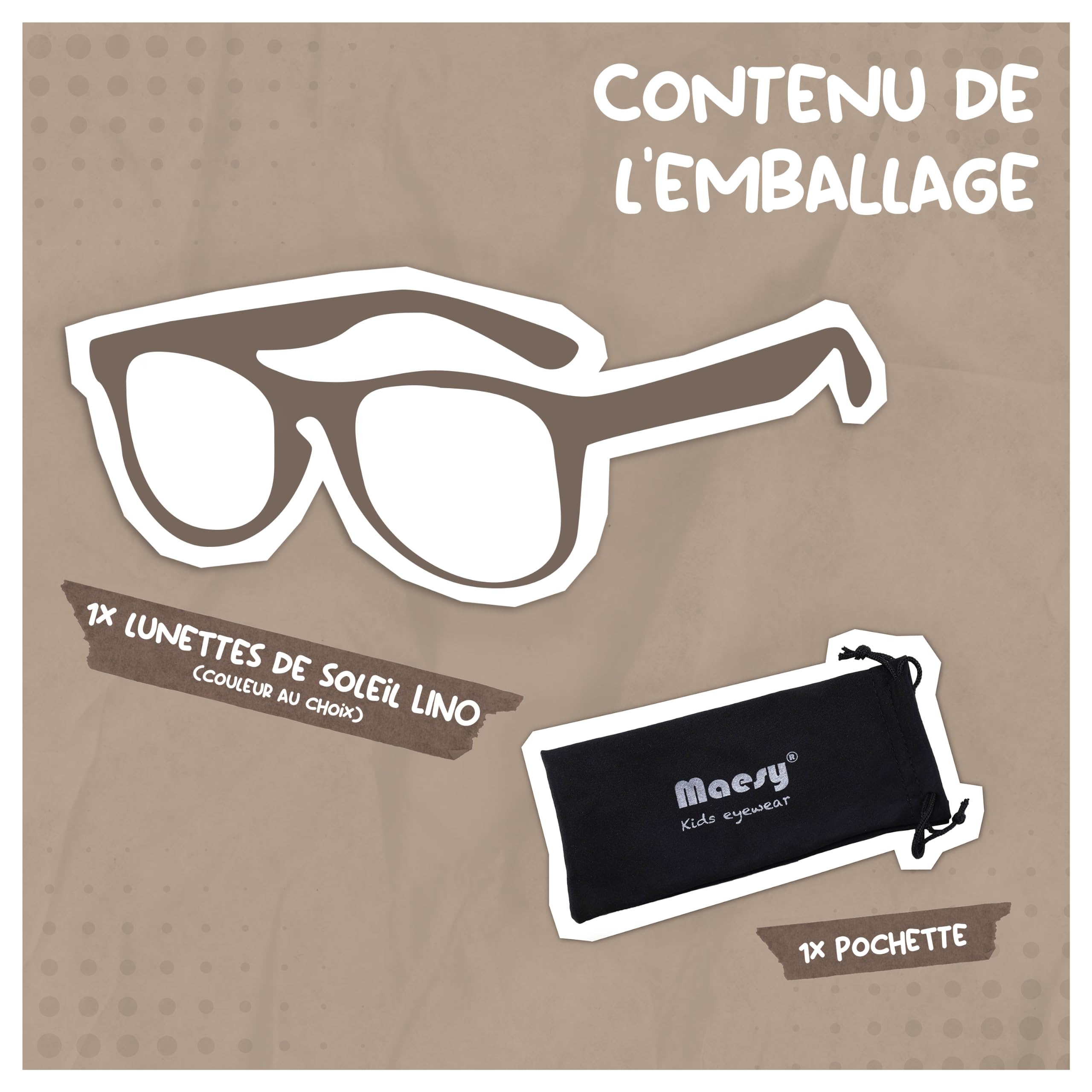Lunettes de Soleil Enfants - 3-6 Ans - Protection UV400 Polarised - Cadre Flexible et Pliable - Lunettes de Soleil Sûres et Confortables pour Tout-Petits et Enfants d'Âge Préscolaire - Lino