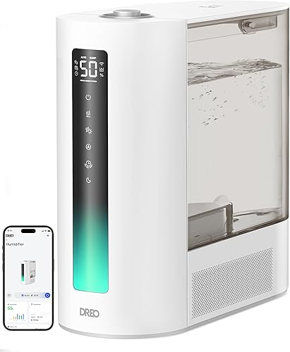 Dreo Humidificador inteligente para plantas, niebla cálida y fría para dormitorio, gran capacidad de 6 litros que dura hasta 60 horas, fácil llenado