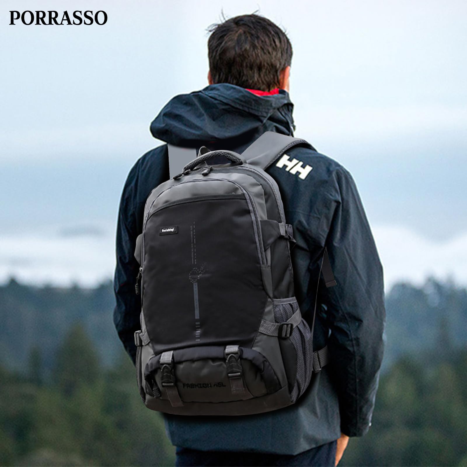 Zaino da Trekking Impermeabile Zaino 45L Zaini Durevole Backpack per Donna Uomo Campeggio Arrampicata Viaggio Sport Nero