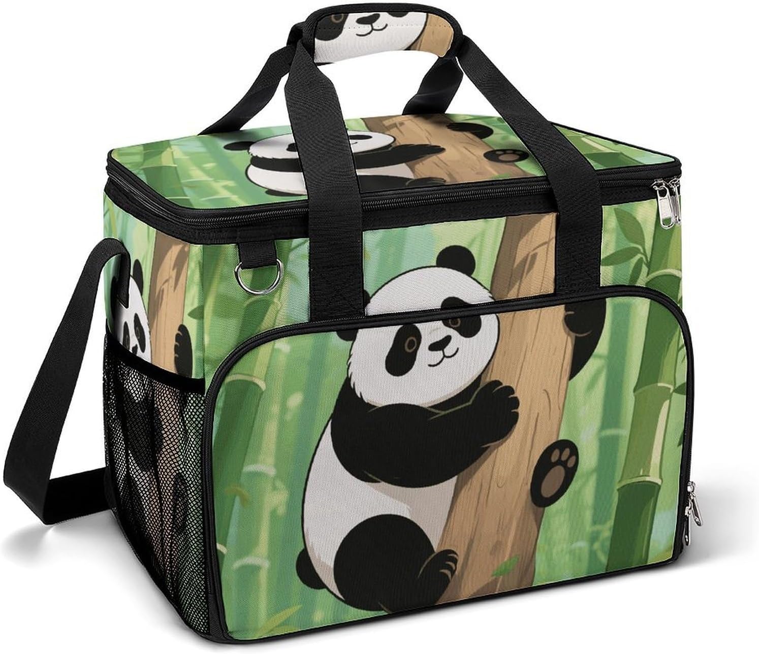 Insulated Picnic Backpack Tote Bag, Large Capacity 30L Panda Climbs A Tree Cooler Bag Leakproof Beach Bags Portable Lunch Box Waterproof Picnic Basket for Beach Camping BBQ