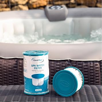 CleverSpa 8106 Water Filter Pack Compatible for Use with All CleverSpa Hot Tubs, Easy-to-Install and Simple-to-Maintain, 17.1 cm x 10 cm x 9.8 cm (White and Light Blue)