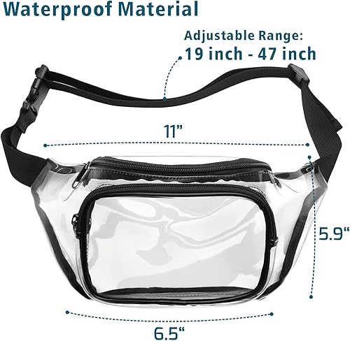 Miniatura 3 de Riñonera Packism transparente, impermeable, bonita bolsa de cintura aprobada por el estadio, bolsa transparente con correa ajustable, bolsa de