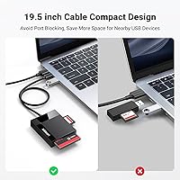 Vista 7 de UGREEN SD lector de tarjetas USB 3.0; adaptador Hub 5Gbps; lee 4 tarjetas simultáneamente; CF, CFI, TF, SDXC, SDHC, SD, MMC, Micro SDXC, Micro SD