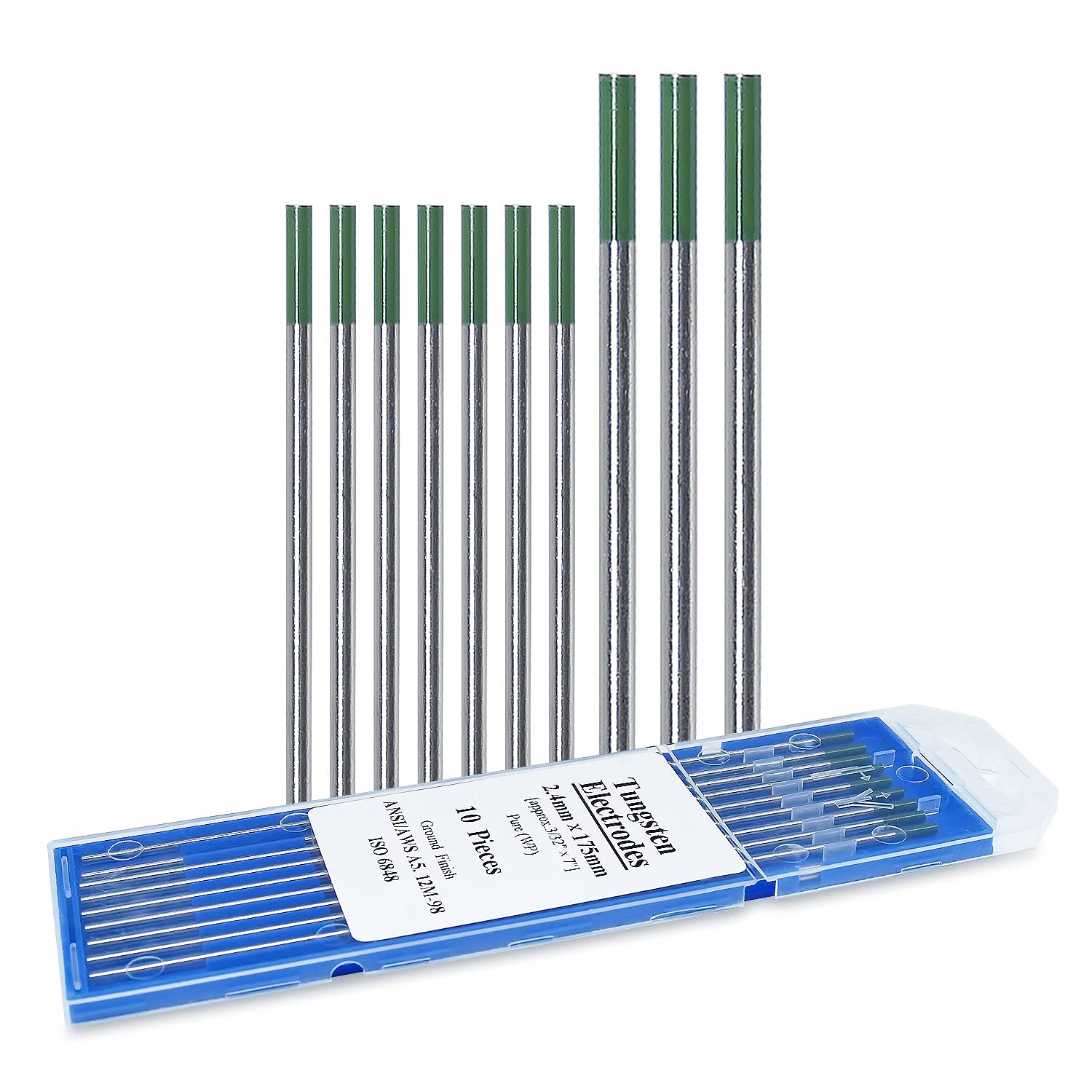VECTOR WELDING Electrodos de Tungsteno 10 unidades 1,6 mm x 175 mm Verde | Aguja de tungsteno electroeda de soldadura, 175 mm, 20 verde
