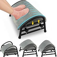 YEASHEIN Adjustable Foot Rest for Under Desk at Work, Velvet Under Desk Footrest with Metal Frame, Padded Foot Stools for Under Office Desk, Ergonomic Leg Rest for Desk Chair, Car, Computer - Gray