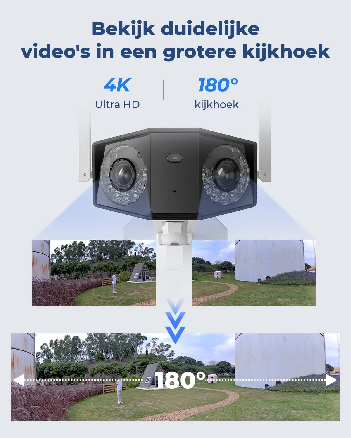 Reolink 4K Telecamera Wi-Fi Esterno con Doppia Lente, Videosorveglianza Esterno con Visione Notturna a Colori, Rilevamento Persone/Veicoli/Pet, Audio a 2 Vie, Duo 2 WiFi (Ricondizionato)