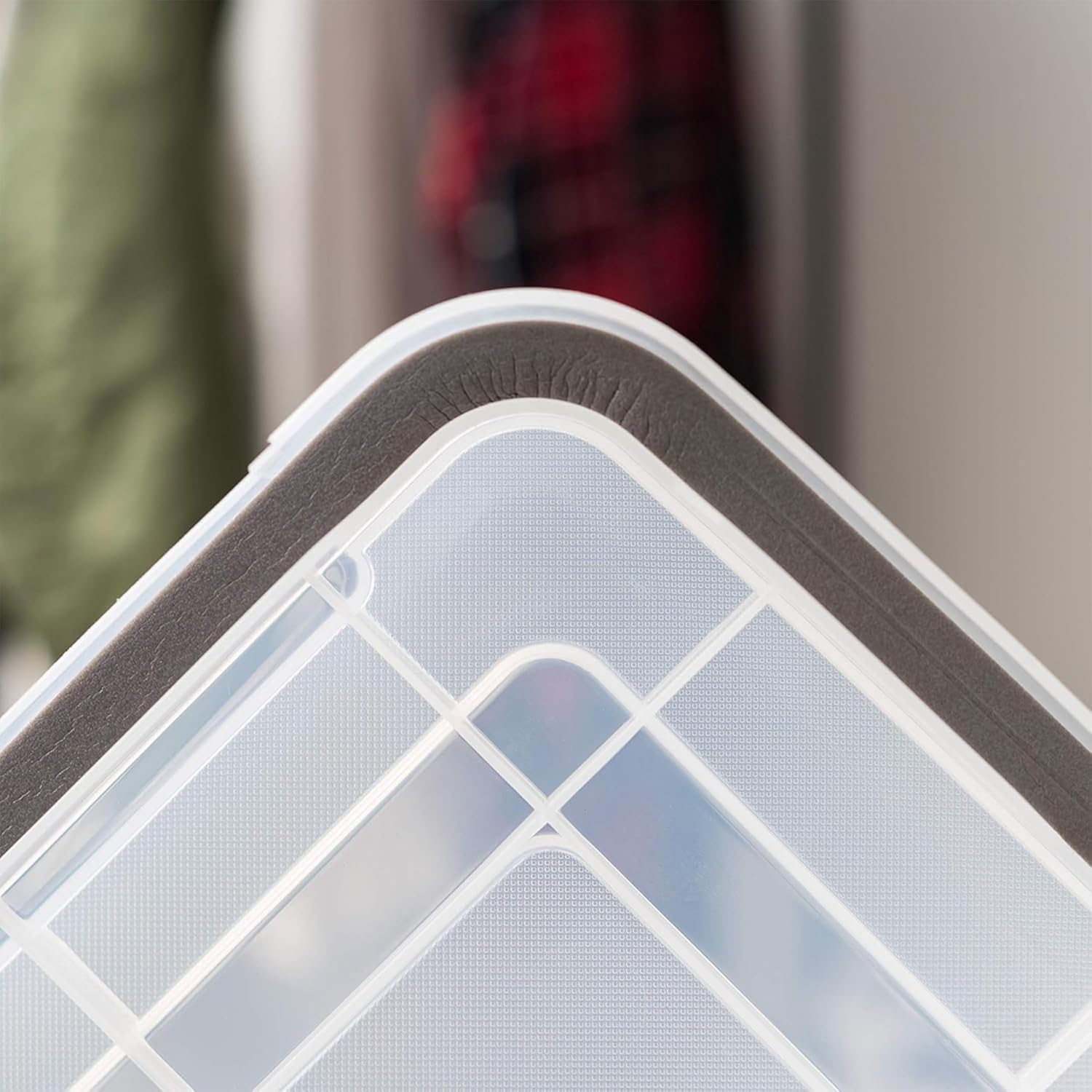 IRIS USA 8 Pack WeatherPro 62.8 Quart Stackable Storage Tote Bins, Plastic Gasket Box with Tight Latching Lids and Seal, Clear/Black