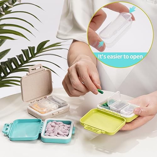 Miniatura 6 de Pastillero con 3 compartimentos extraíbles para la organización de píldoras de día. Organizador de pastillas de viaje AM-PM para vitaminas, aceite