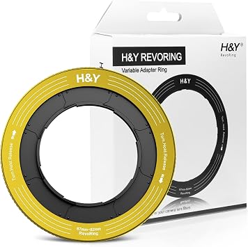 H&Y RevoRing Adjustable 67-82mm to 82mm Step Up Ring for Filters | 67-82mm to 82mm Variable Step Up Ring, Secure Turn-Hold Lock, Lens Filter Adapter Ring, Aluminum, Yellow