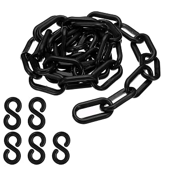 PATIKIL Plastic Chain Links, 3 Foot 1/4inch6mm Black Plastic Chains for Barriers, Crowd Control, Queue Lines, Parking, Fences, Gate, Concerts, and Decoration