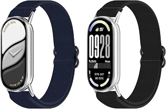 Elastic Nylon Bracelet with Metal Adapter Compatible with Xiaomi Smart Band 10/9/8 Bracelets Braided Sport Replacement Strap for Mi Band 10/9/8 for Men and Women