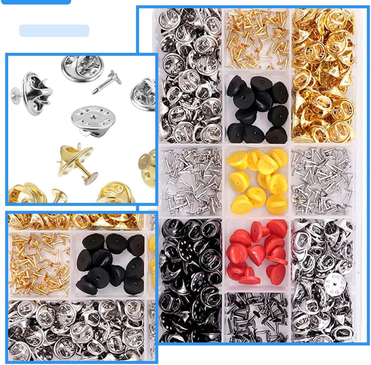 Lurrose 430pcs Replacement Flat Pin Backs for Brooches Crafts Jewelry Making Locking Clasps for Secure Pin Attachment