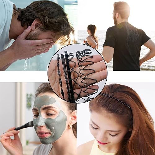 Miniatura 6 de BOYIVI 12 diademas de metal para hombres y mujeres, unisex, ajustables, negras, onduladas, antideslizantes, para primavera y verano, para el hogar,