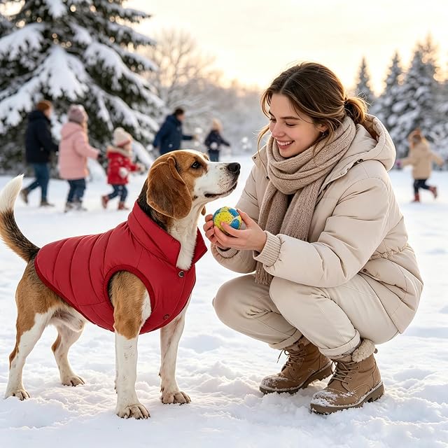 Foto 2 de 6 de PETCUTE Chaqueta para Perros,Chaqueta de Perro con Forro Polar de 2 Capas,A Prueba de Viento Ropa para Perros…