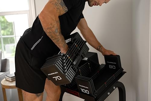 Miniatura 5 de PowerBlock Pro 100 - Mancuerna ajustable, se vende como una sola unidad, mancuerna de 5 a 100 libras, construcción de acero duradero, equipo de