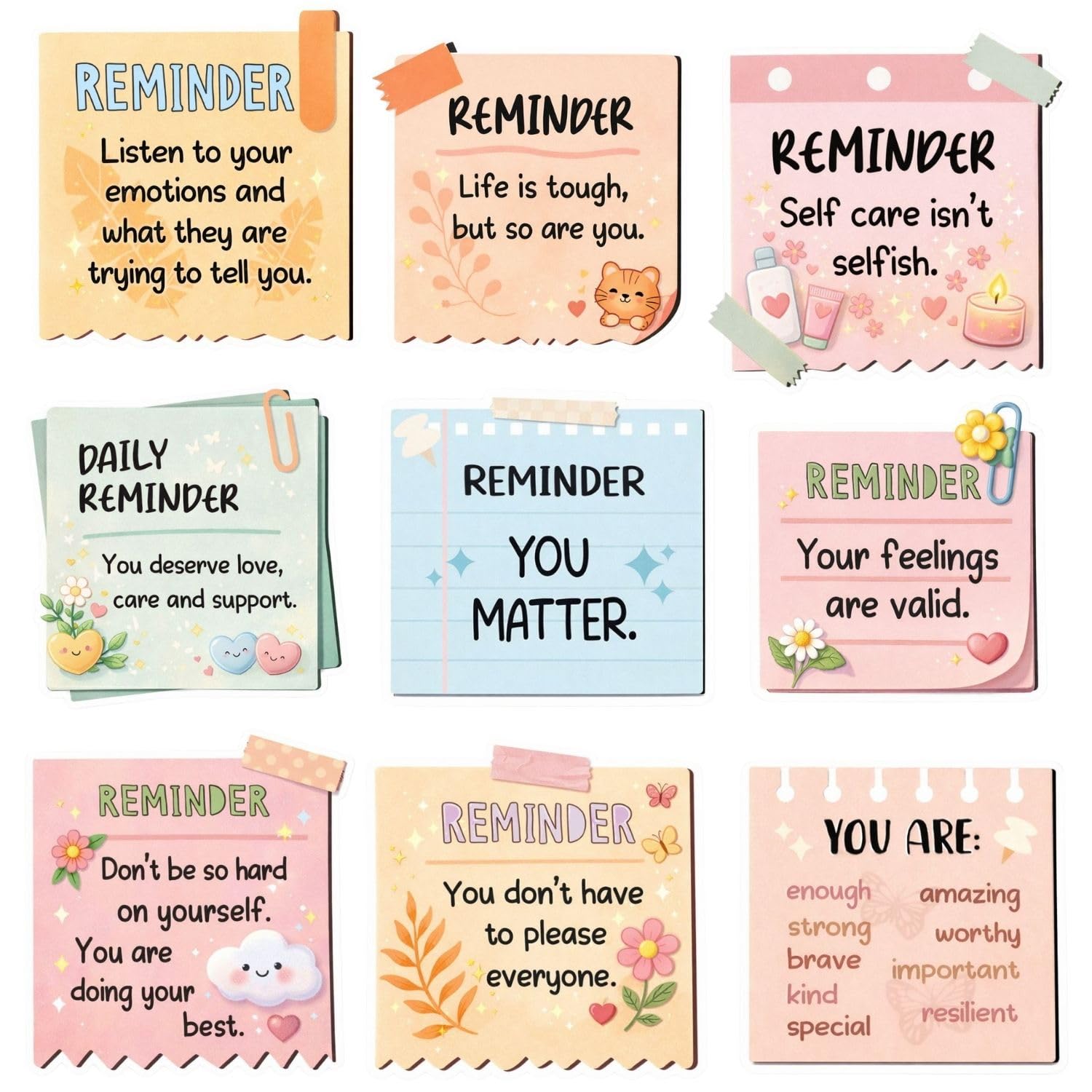 Mental Health Daily Reminder Magnets – Set of 9 Positive Affirmation Fridge Magnets for Self-Care, Motivation & Emotional Support, Home, Office & Self-Care Spaces (Set-B)-image-29