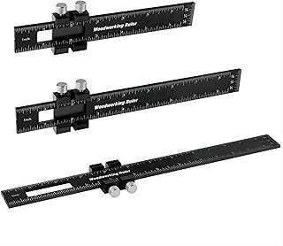 Woodworking Ruler Precision,Multifunctional Scribing Ruler (Pack of 3) 6,8,12 inch,Aluminum Alloy Adjustable Measuring T-Ruler with Sliding Stop Black