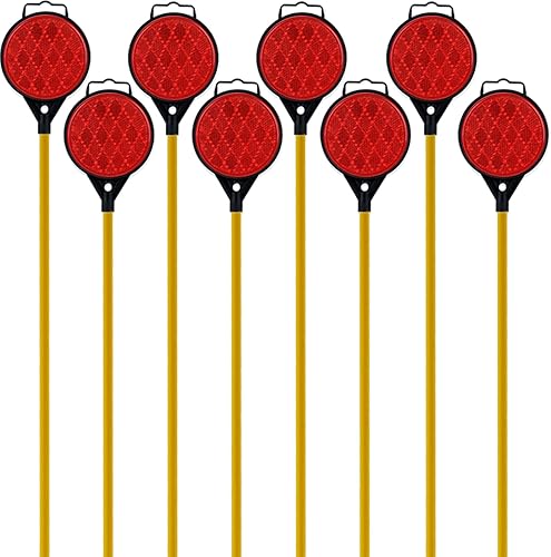 Miniatura 7 de Marcadores reflectantes para entrada, reflectores de entrada, marcadores de quitanieves reflector de 2 vías de varilla de fibra de vidrio blanca de