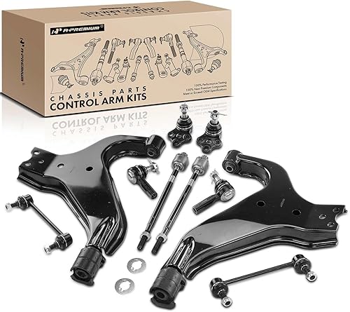A-Premium Juego de 10, brazo de control delantero inferior, barra estabilizadora, rótula inferior, extremo de barra de acoplamiento exterior