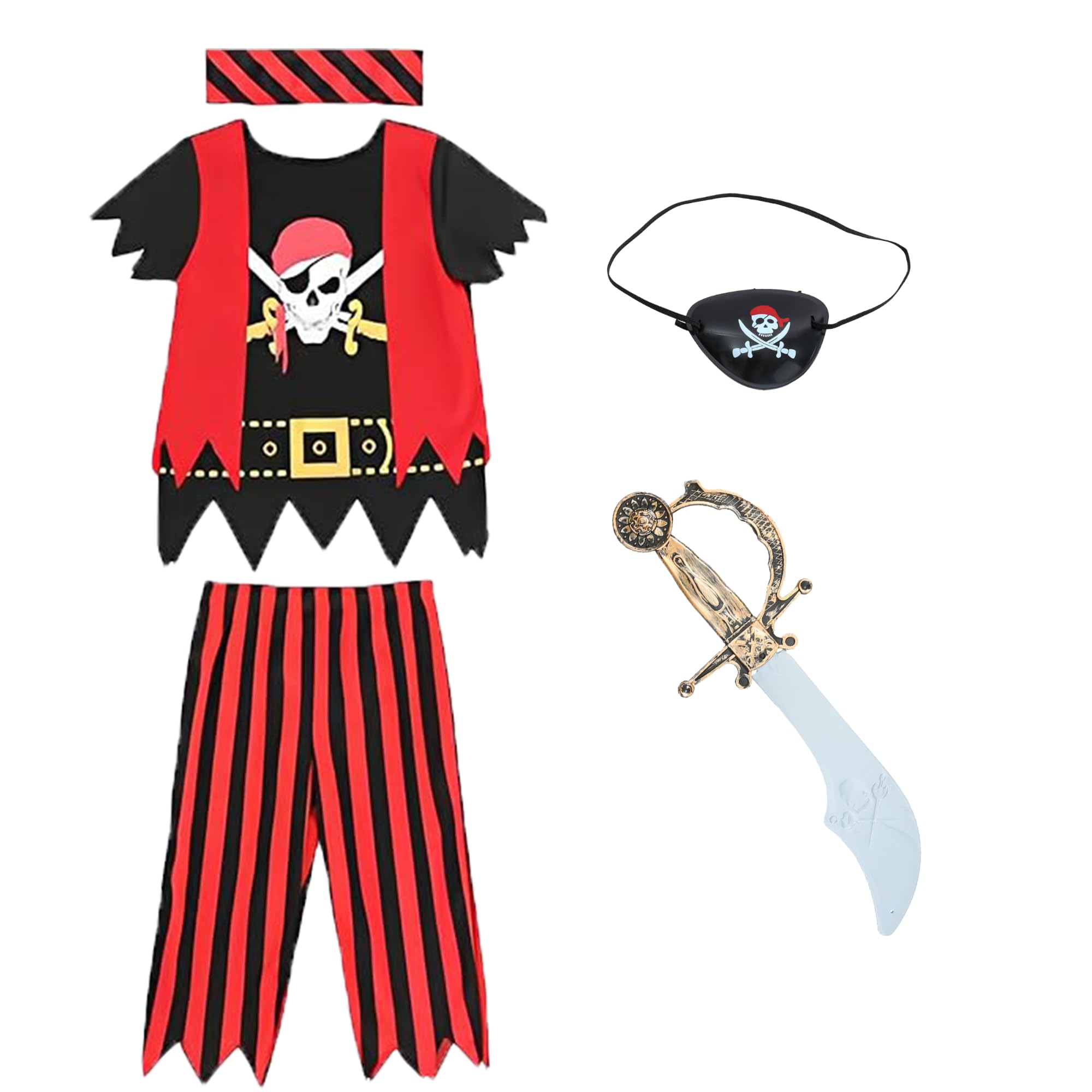 Wizland Pirate Costume Set per Bambini & Adulti – Costume Cosplay Completo
