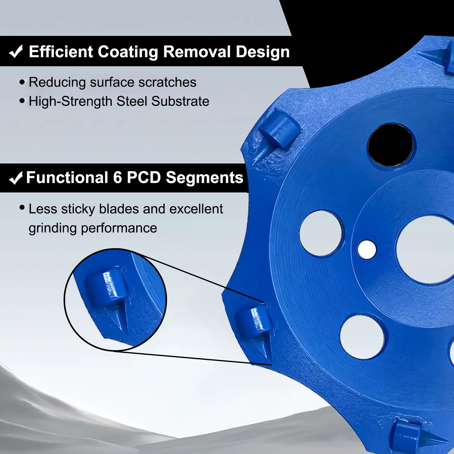 Diamant Schleiftopf 125mm, PKD PCD Diamantschleiftopf, 6 Segmente Diamant Schleiftopf für Winkelschleifer, Robust und Langlebig, für Betonmörtel Fliesenkleber Farb-Beschichtungen