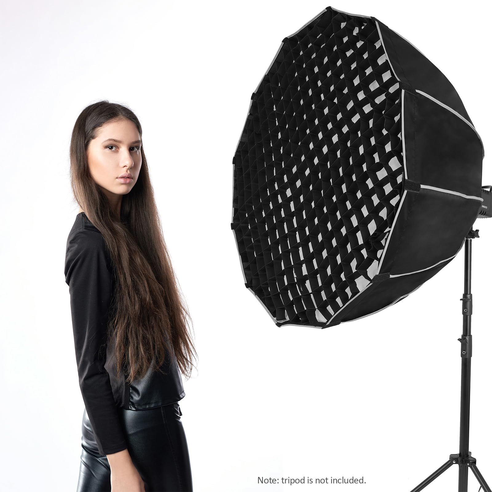 Andoer Paraboliczny softbox 60 cm, składany paraboliczny Deep Softbox z szybkim zapięciem, z kratką Bowen-Mount, do fotografii, studia, fotografii, portretów, streamingu na żywo