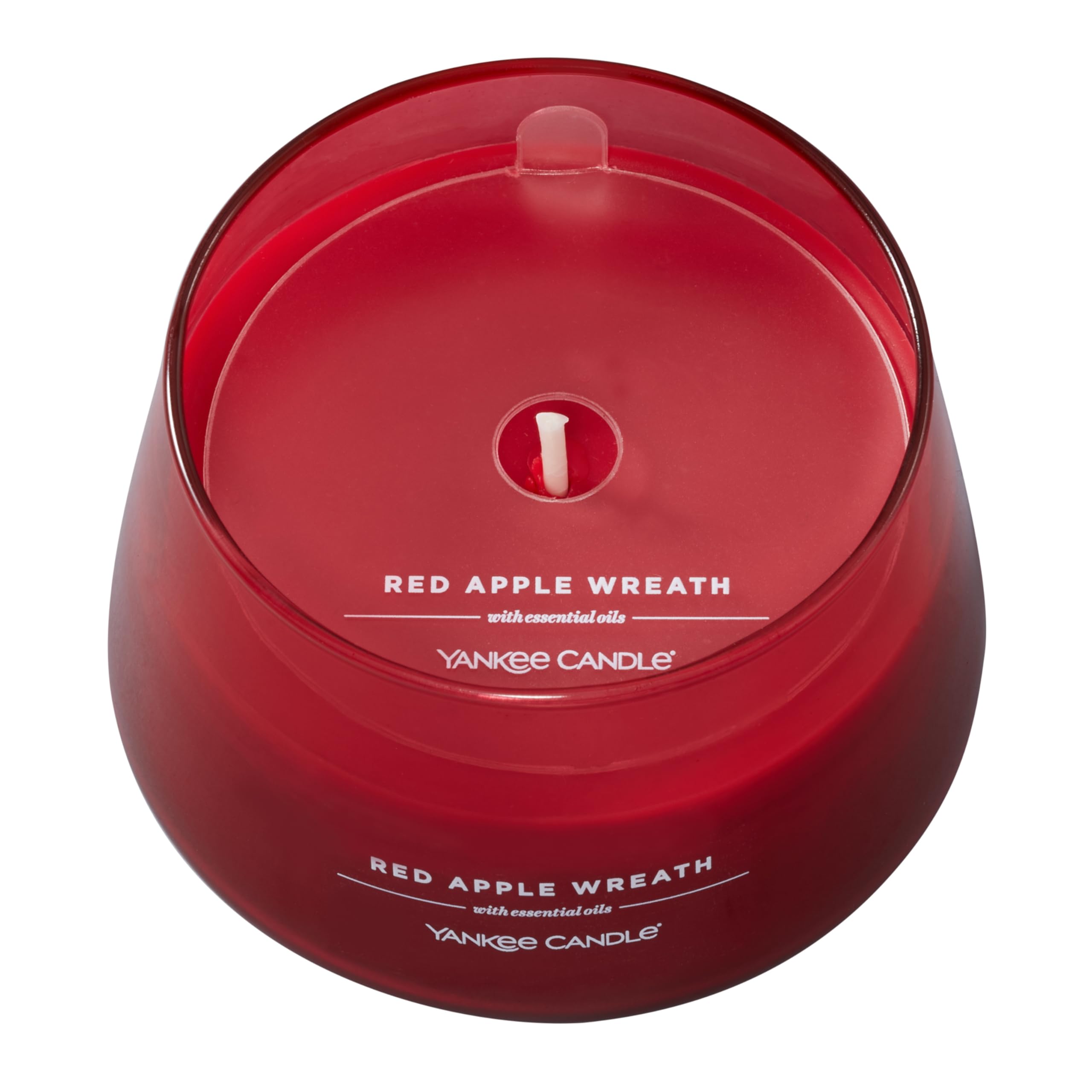Yankee Candle Świeca zapachowa studyjna | Średnia świeca wieniec z czerwonym jabłkiem | Długie świece: 35-50 godzin | Stylowy projekt szklanego naczynia z czerwonym woskiem | Idealne prezenty dla