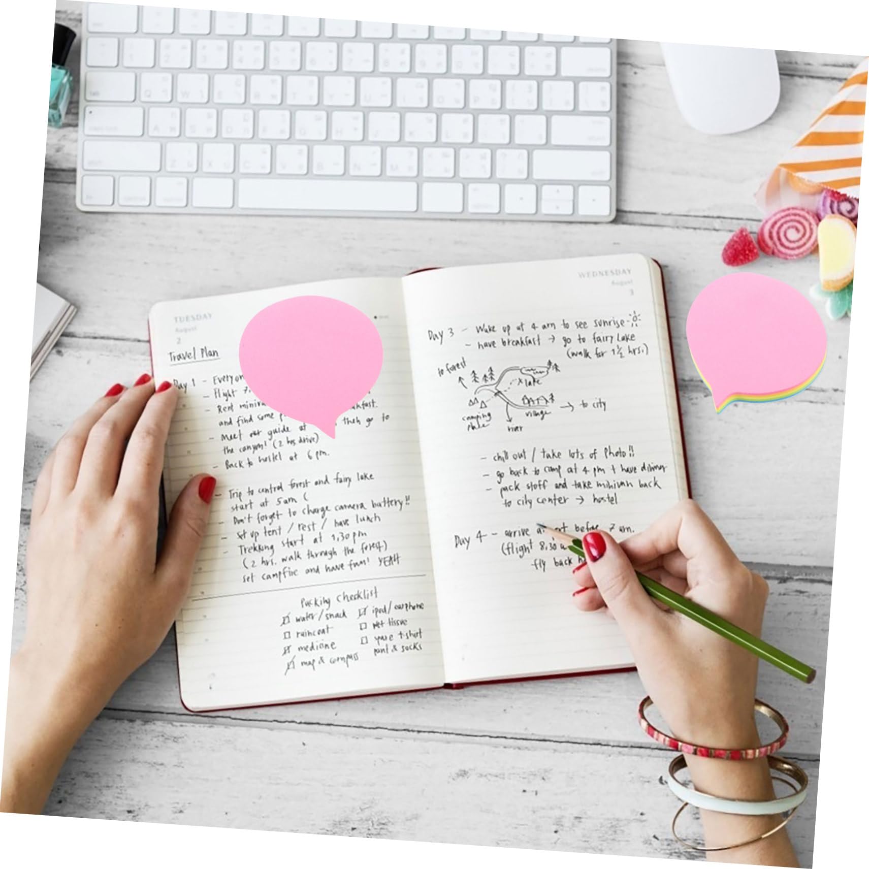 Uonlytech 3 Pezzi Blocchetti Adesivi Colorati Autoadesivi Libri Note per Ufficio e Scuola Adesivi Memo Resistenti con Design Carino per Pianificazione Per Studenti
