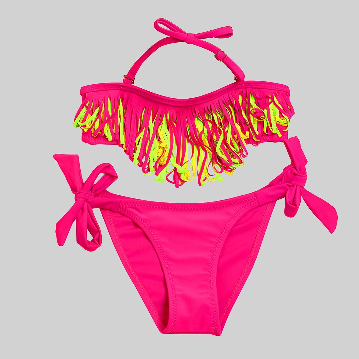 FORESTIME Girls Summer Beach Swimwear,Summer Quick-Drying Girls' Swimsuit Tassel Bikini Children's Split Swimsuit(Hot Pink,9-10 Years) : Clothing, Shoes & Jewelry