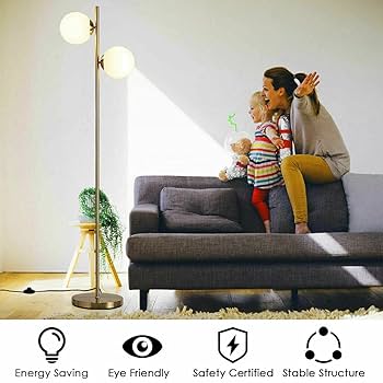 Amazon.co.jp : 球状LEDフロアランプ、ダブルヘッド装飾フロア