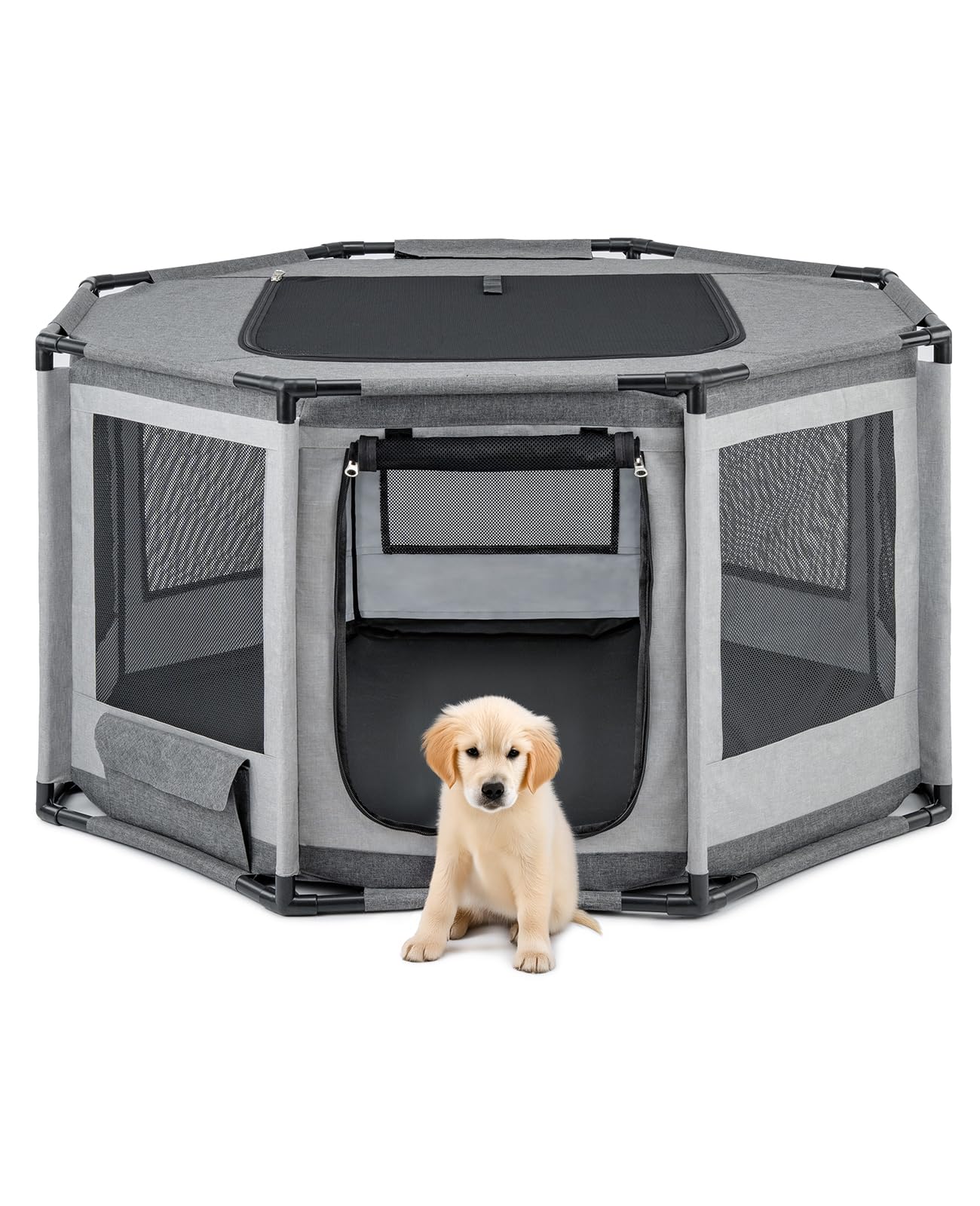 PawHut Hondenkennel van metaal en Oxford-stof met houder
