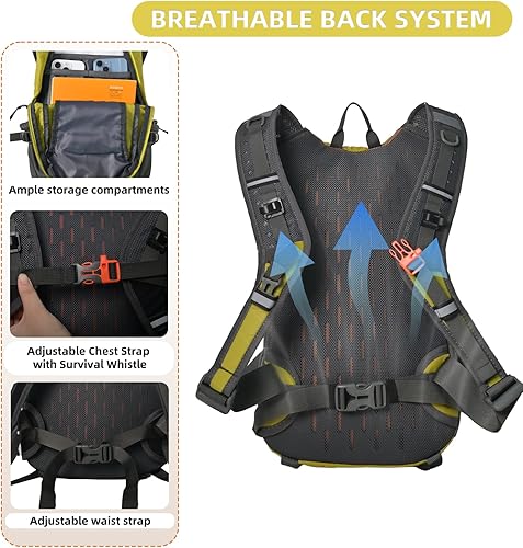 Miniatura 3 de Mochila de senderismo de 20 litros, ligera, para hombres y mujeres, resistente al agua, mochila para campamento, mochila pequeña para exteriores,