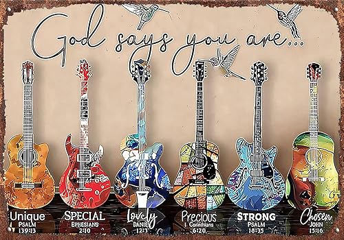DAIERCY Guitar God Says You are Unique Special Guitar Lover Idea de regalo para guitarrista, carteles de metal vintage para cafeterías, bares, pubs,