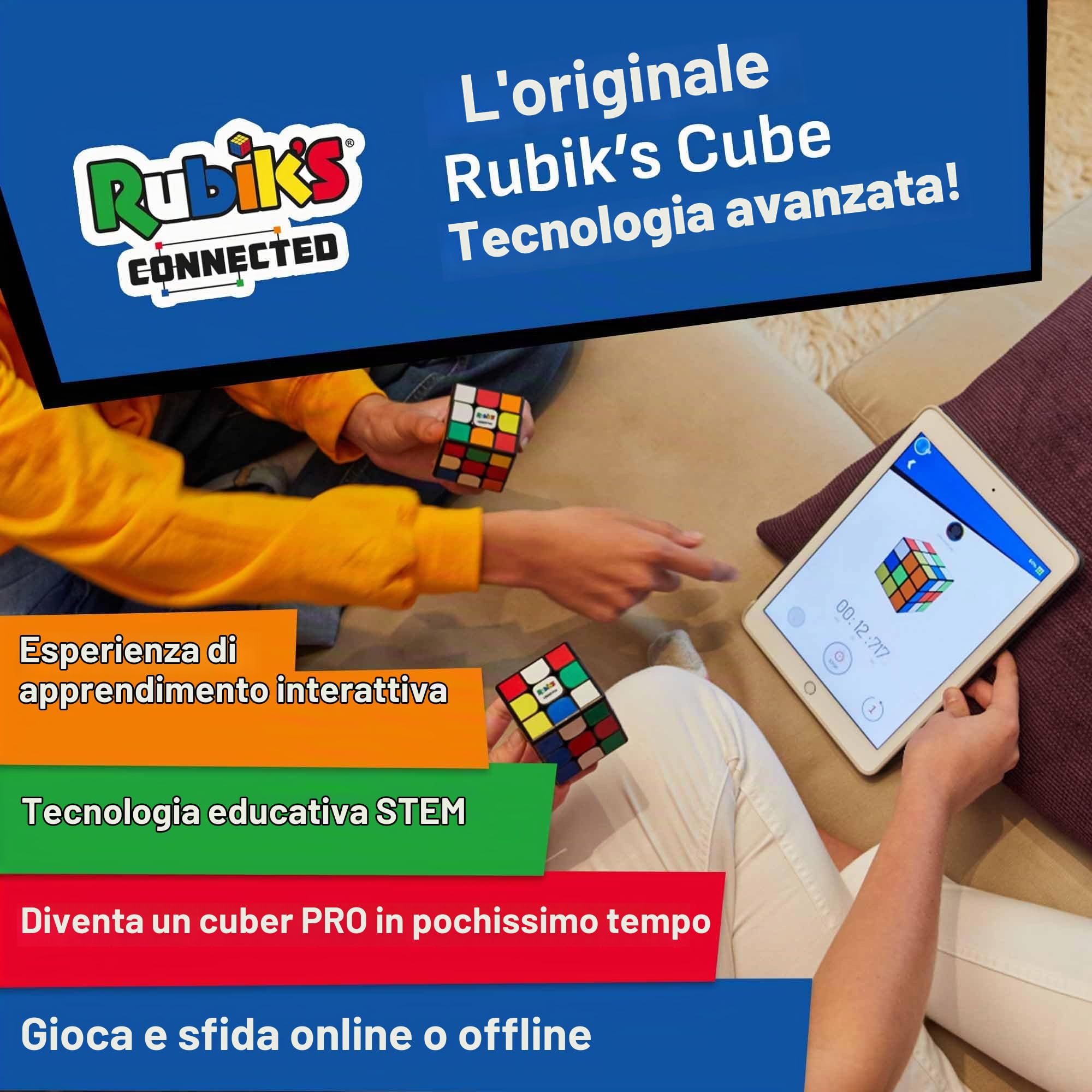 Rubik’s Connected by GoCube: il cubo di Rubik elettronico connesso che ti consente di competere con amici e cubers in tutto il mondo. Rompicapo STEM abilitato per app che si adatta a tutte le età