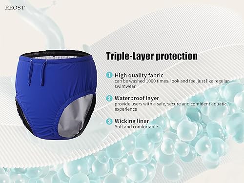 Miniatura 2 de EEOST Pañales de natación reutilizables para jóvenes, para incontinencia, impermeables, a prueba de fugas, unisex (12-14T, azul)