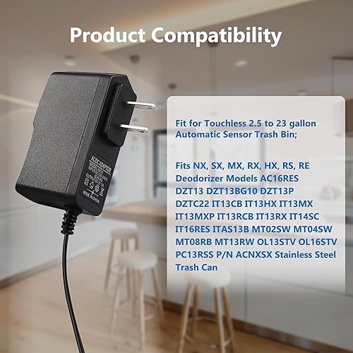 Miniatura 4 de Adaptador de corriente alterna de 6 V para latas de basura con sensor automático iTouchless de 25 a 23 galones