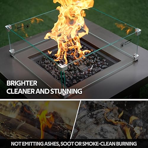 Miniatura 4 de Vidrio de fuego poligonal de 12 pulgada para chimenea, hoguera y paisajismo, 10 libras de alto brillo ámbar