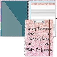 Vista 9 de Hongri Portapapeles Folio con libreta forrada recargable, carpetas de 8.5 x 11 con 10 bolsillos de almacenamiento, portafolio espiral, tamaño 12.8 x