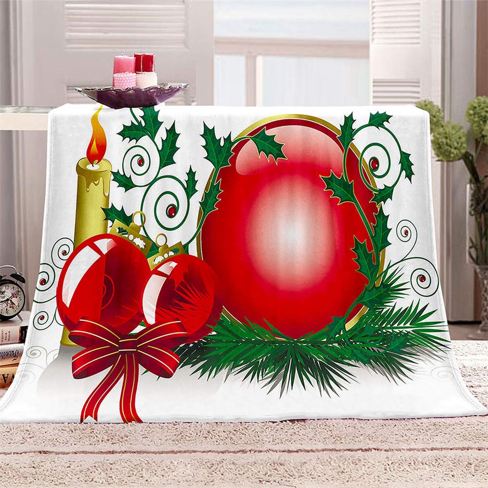 Couverture flanelle Noël cadeau idéal plaid polaire doux motif balle rouge 180x200