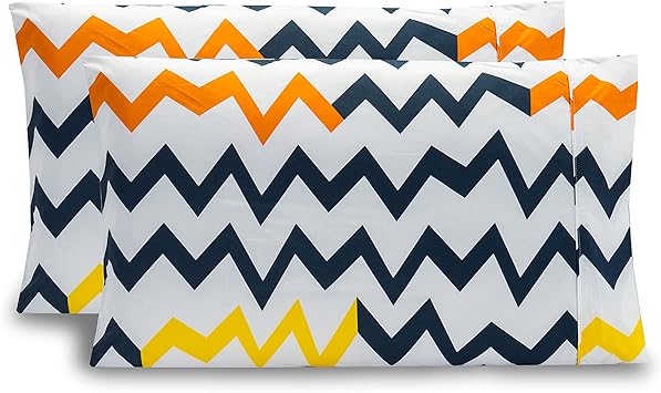 Elegant Comfort Luxury Ultra-Soft 2-Piece Pillowcase Set - 1500 Premium Hotel Quality Microfiber Double Brushed - Wrinkle Resistant, King Size, Chevron Pattern Colorful