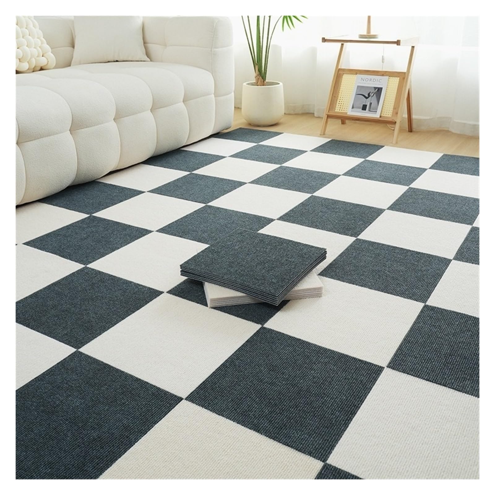 Moquette Pavimento Tappetino autoadesivo in poliestere, stile moderno, for soggiorno, 10 pezzi(COLOR3,50x50cm)