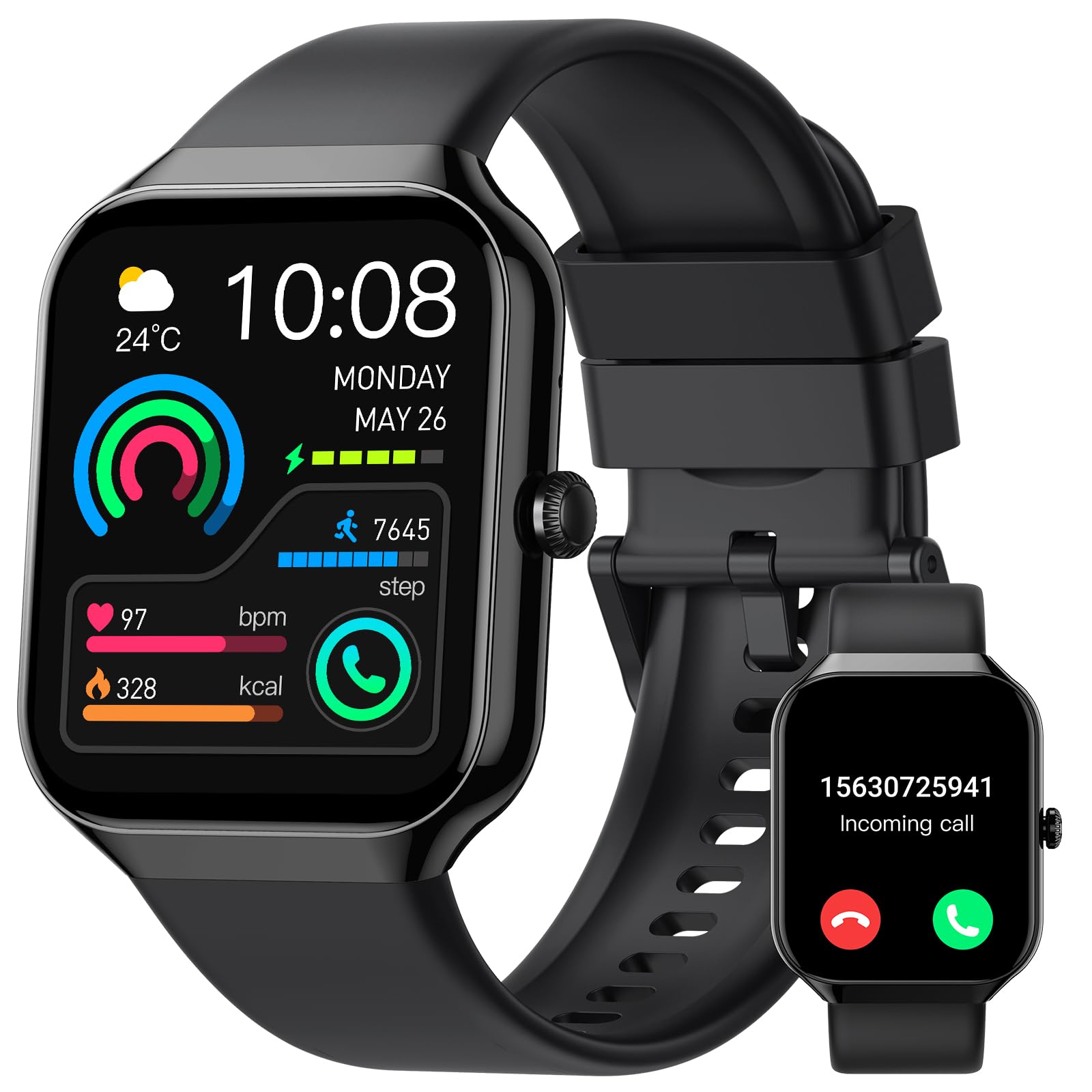 Photo 1 of Smart Watch,1.96"HD Smartwatch for Men Women (Answer/Make Call), 2026 Fitness Activity with Heart Rate/Sleep Monitor/Step Counter, IP68 Waterproof, 113+ Sport Modes Running Watch for Android iOS Black