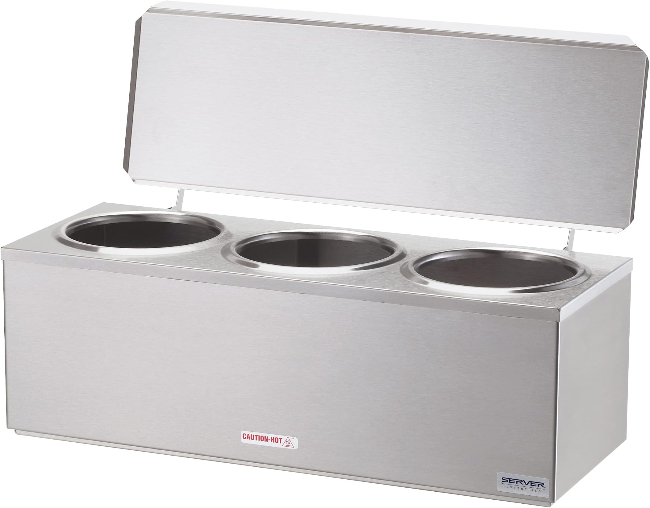 Server Products 3-Space Heated Cone Dip Warmer Dipper Well for Ice Cream Cone with Hinged Lid, Stainless Steel (Holds 3), Model 92040